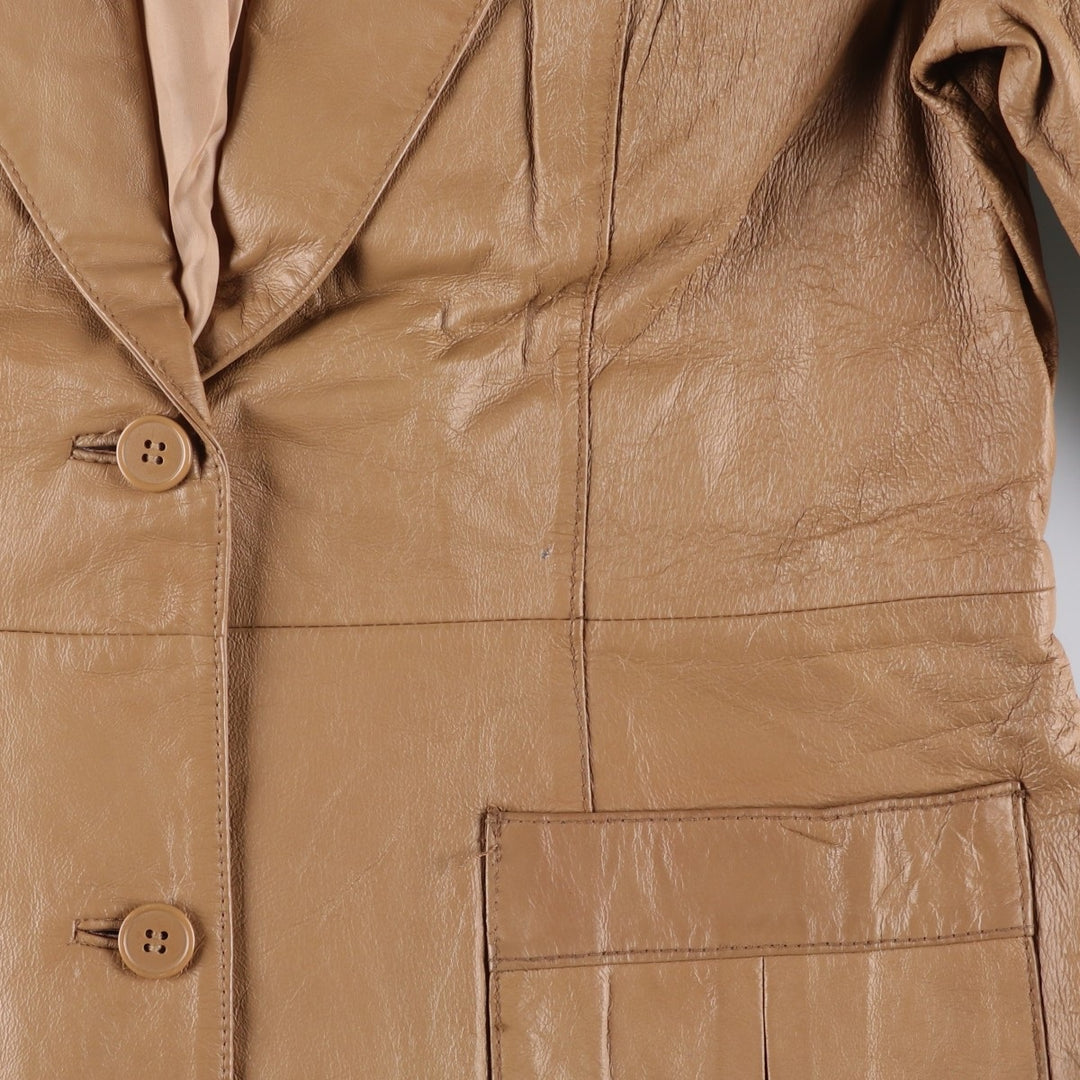 NEWPOST NEWS Leather jacket, women's size M genuine leather beige type brown Vintage Second Hand