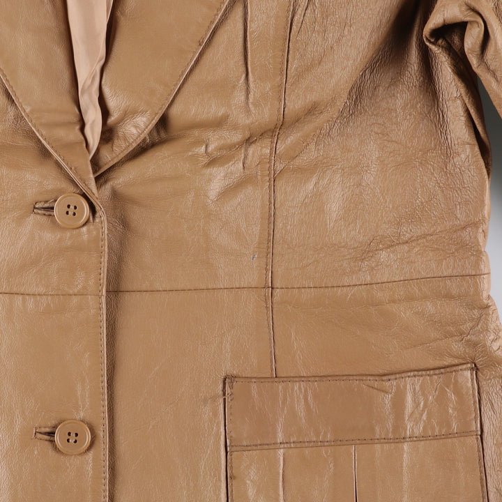 NEWPOST NEWS Leather jacket, women's size M genuine leather beige type brown Vintage Second Hand