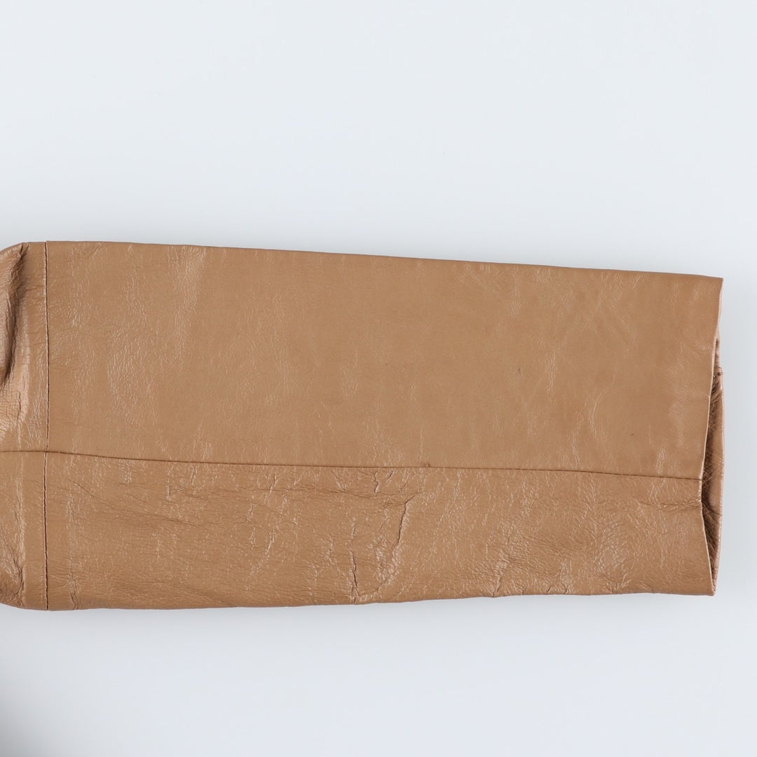 NEWPOST NEWS Leather jacket, women's size M genuine leather beige type brown Vintage Second Hand
