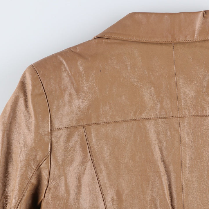 NEWPOST NEWS Leather jacket, women's size M genuine leather beige type brown Vintage Second Hand