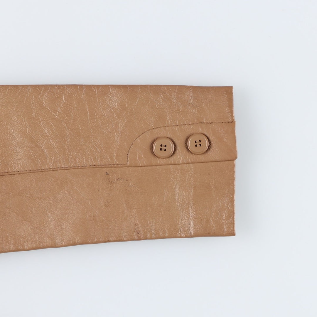NEWPOST NEWS Leather jacket, women's size M genuine leather beige type brown Vintage Second Hand