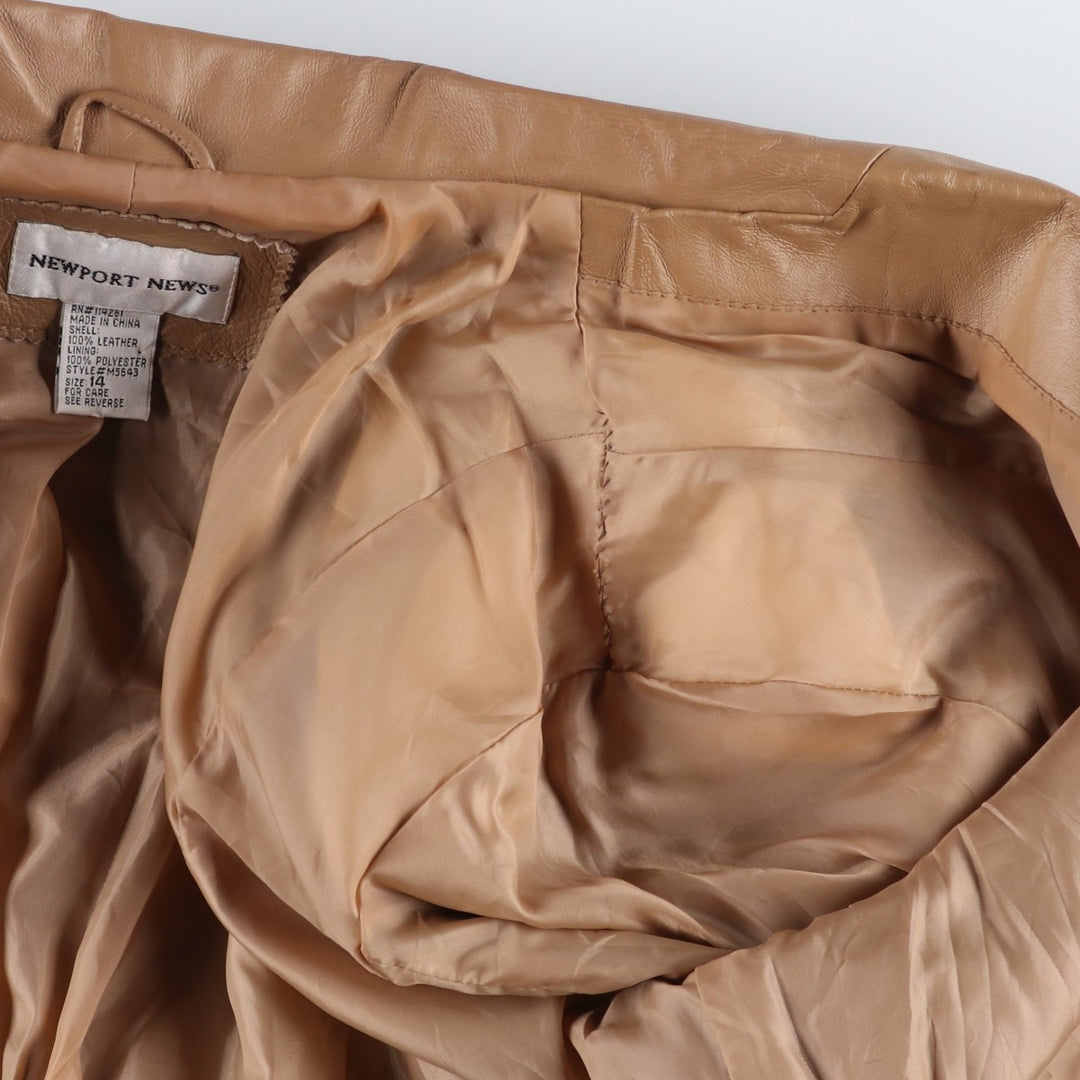 NEWPOST NEWS Leather jacket, women's size M genuine leather beige type brown Vintage Second Hand