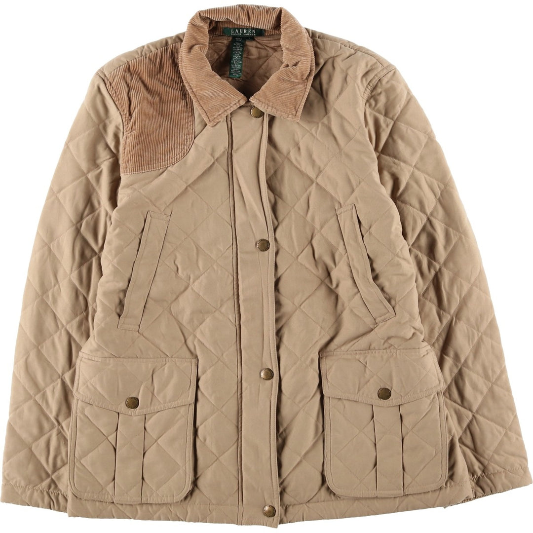 Ralph Lauren LAUREN Women's Quilted Puffer Jacket (Size L) polyester Beige type Vintage Second Hand