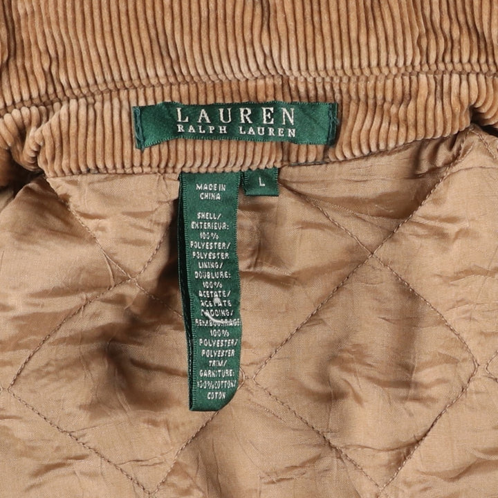 Ralph Lauren LAUREN Women's Quilted Puffer Jacket (Size L) polyester Beige type Vintage Second Hand