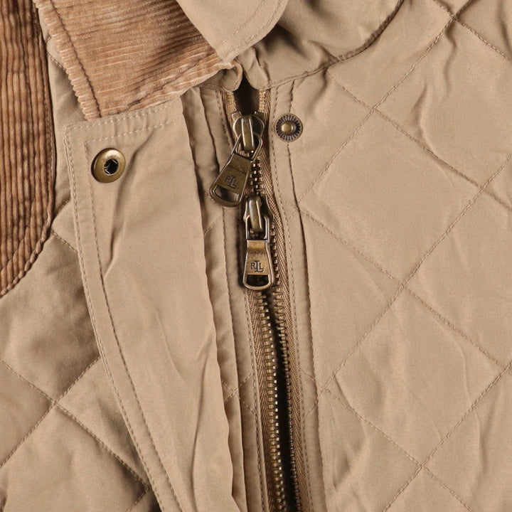 Ralph Lauren LAUREN Women's Quilted Puffer Jacket (Size L) polyester Beige type Vintage Second Hand