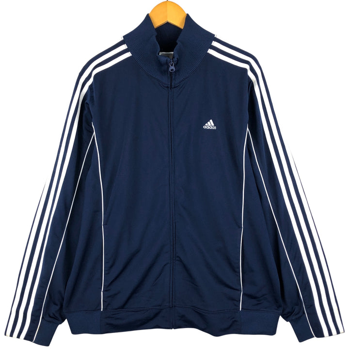 00'S adidas jersey track jacket, men's size L polyester navy blue type Vintage Second Hand