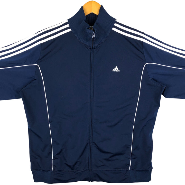 00'S adidas jersey track jacket, men's size L polyester navy blue type Vintage Second Hand