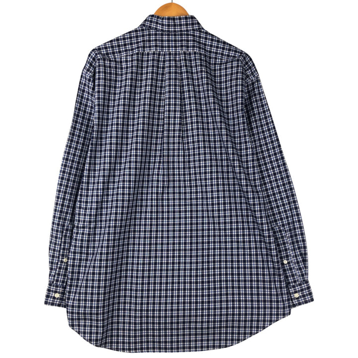 Ralph Lauren BLAKE Tartan Check Long Sleeve Button-Down Check Shirt, Men's Size L cotton navy blue type Vintage Second Hand