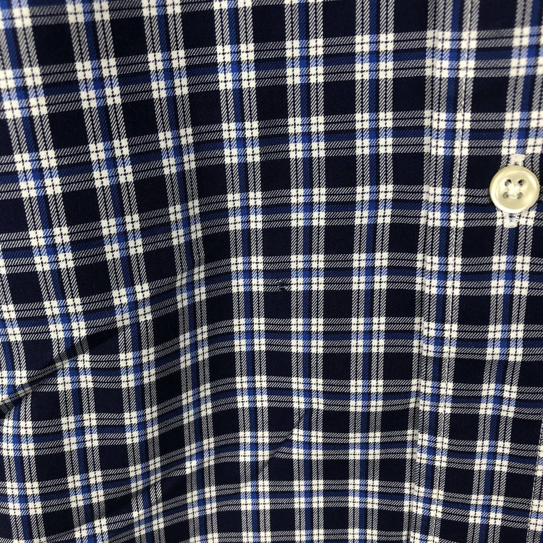 Ralph Lauren BLAKE Tartan Check Long Sleeve Button-Down Check Shirt, Men's Size L cotton navy blue type Vintage Second Hand