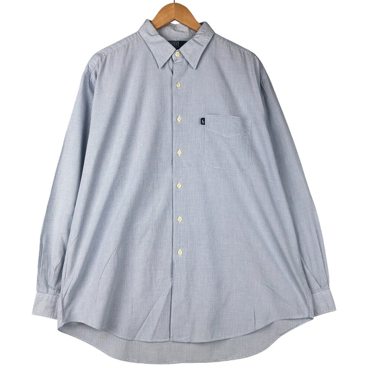 Ralph Lauren POLO by Ralph Lauren CRANE long-sleeved cotton check shirt, men's size XL cotton blue type Vintage Second Hand