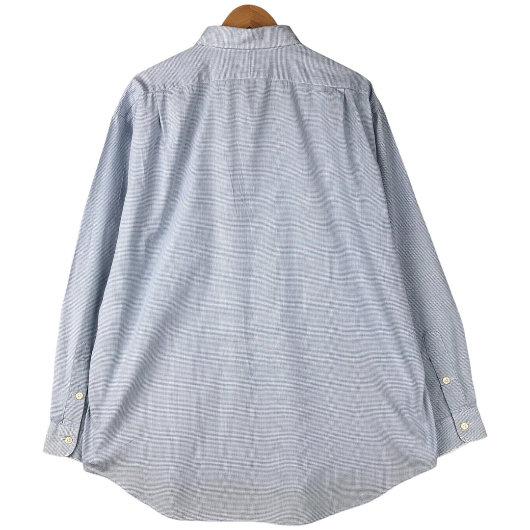 Ralph Lauren POLO by Ralph Lauren CRANE long-sleeved cotton check shirt, men's size XL cotton blue type Vintage Second Hand