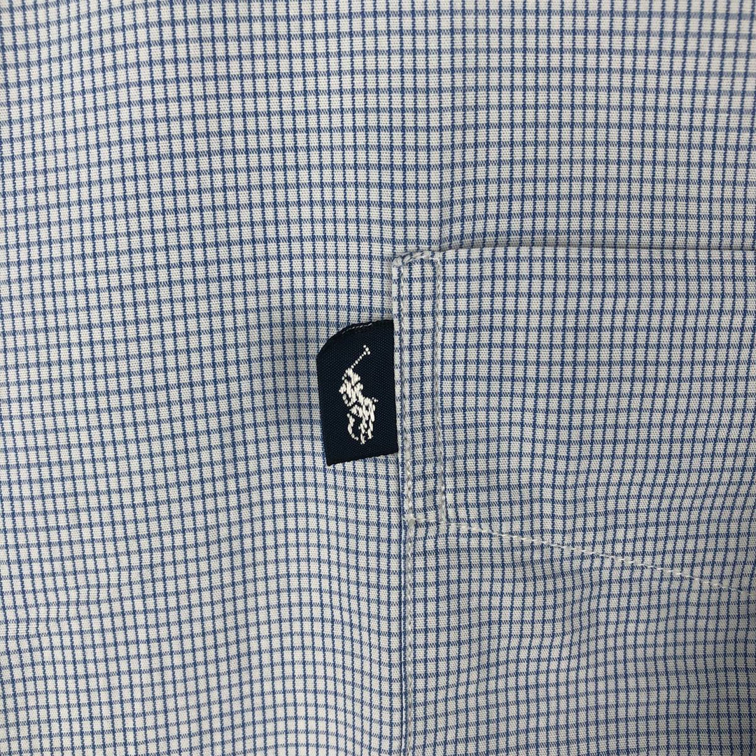 Ralph Lauren POLO by Ralph Lauren CRANE long-sleeved cotton check shirt, men's size XL cotton blue type Vintage Second Hand