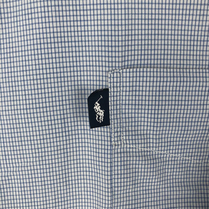 Ralph Lauren POLO by Ralph Lauren CRANE long-sleeved cotton check shirt, men's size XL cotton blue type Vintage Second Hand