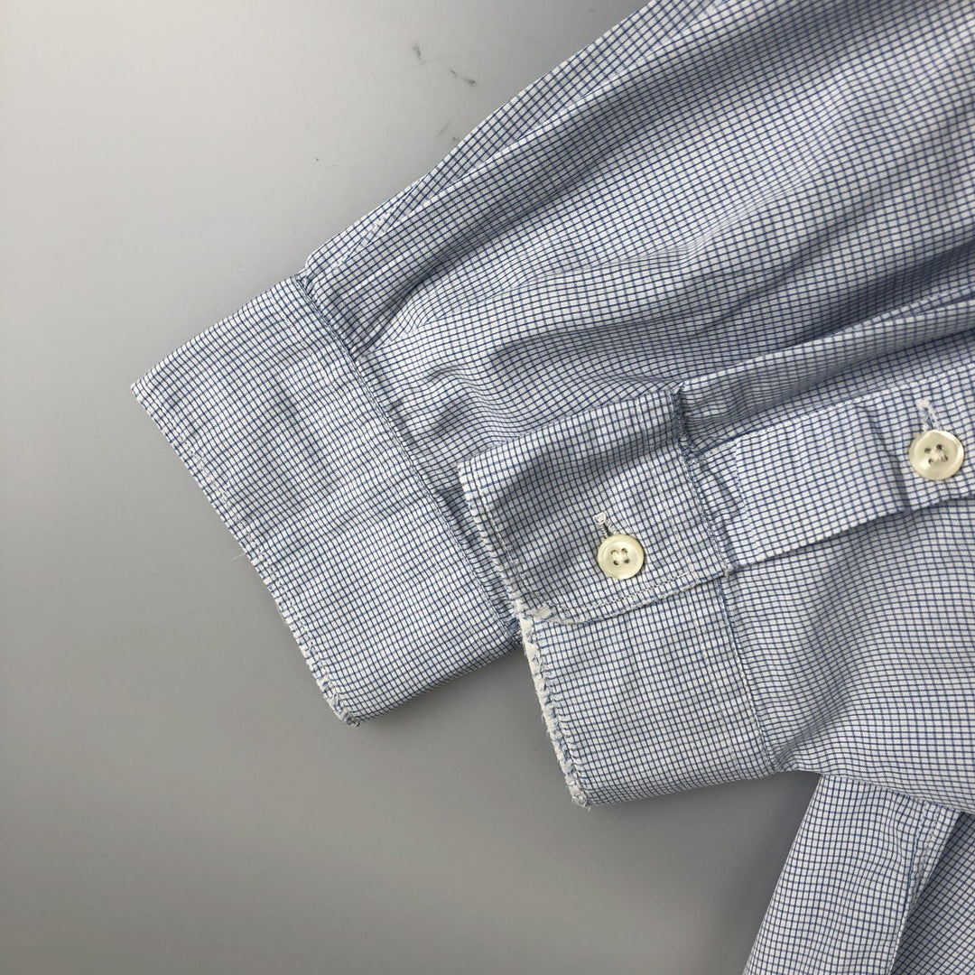 Ralph Lauren POLO by Ralph Lauren CRANE long-sleeved cotton check shirt, men's size XL cotton blue type Vintage Second Hand