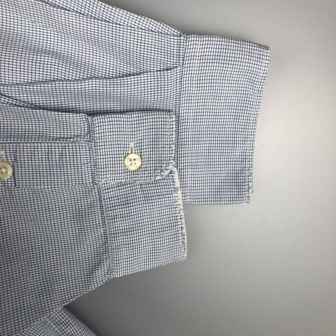 Ralph Lauren POLO by Ralph Lauren CRANE long-sleeved cotton check shirt, men's size XL cotton blue type Vintage Second Hand
