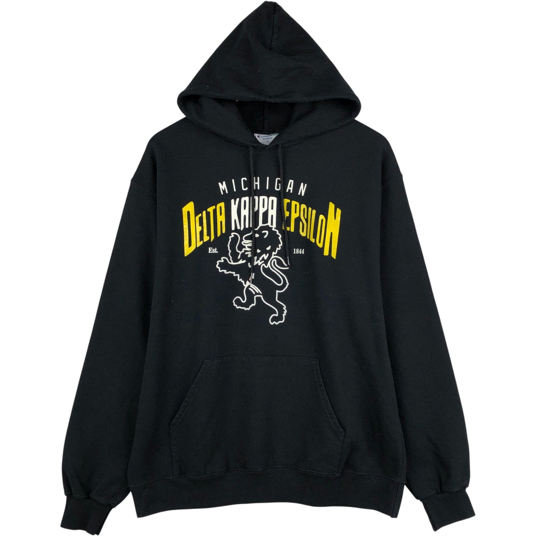 Champion Authentic Sweatshirt Pullover Hoodie, Men's Size L cotton black type Vintage Second Hand