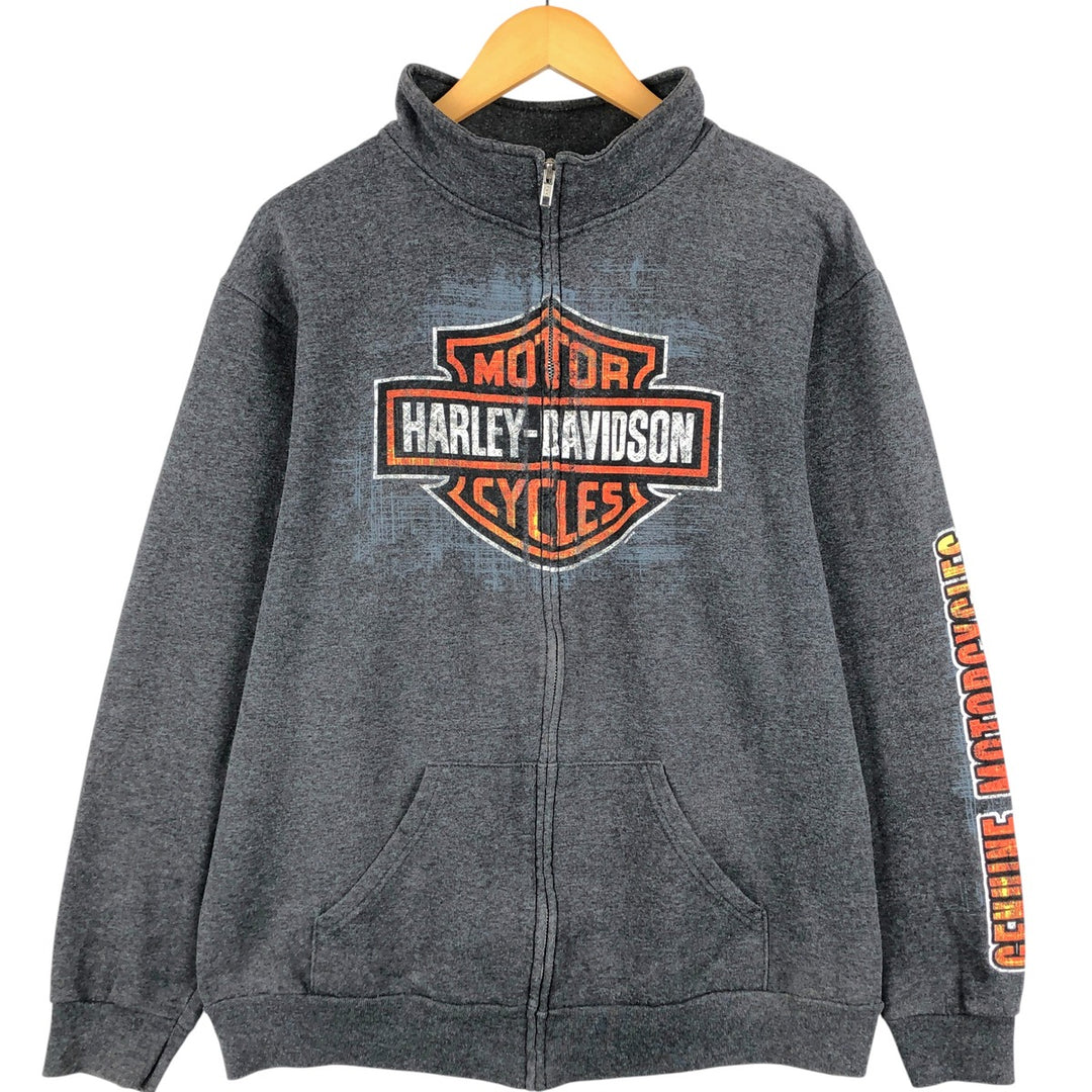 Harley-Davidson Full Zip Sweatshirt, Men's Size L cotton gray type Vintage Second Hand
