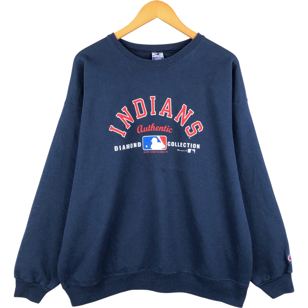 Champion Authentic Athletic Apparel MLB Cleveland Indians Print Sweatshirt cotton navy blue type Vintage Second Hand
