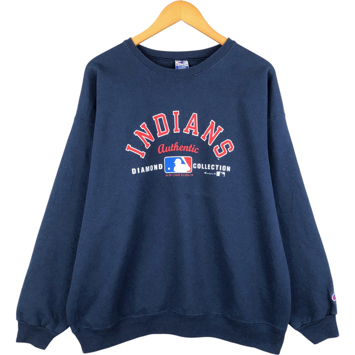 Champion Authentic Athletic Apparel MLB Cleveland Indians Print Sweatshirt cotton navy blue type Vintage Second Hand