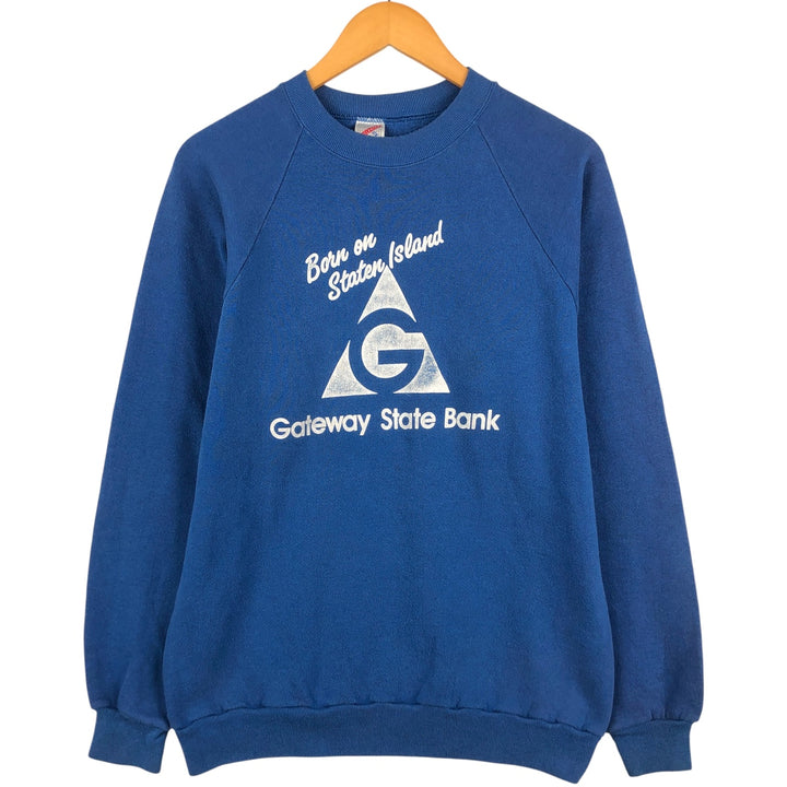 Vintage 80s-90'S Jerzees printed sweatshirt, sweatshirt, made in USA, men's XL size cotton blue type Vintage Second Hand