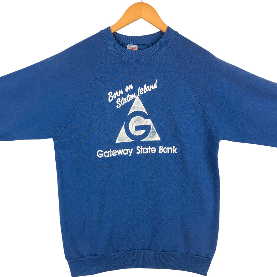 Vintage 80s-90'S Jerzees printed sweatshirt, sweatshirt, made in USA, men's XL size cotton blue type Vintage Second Hand