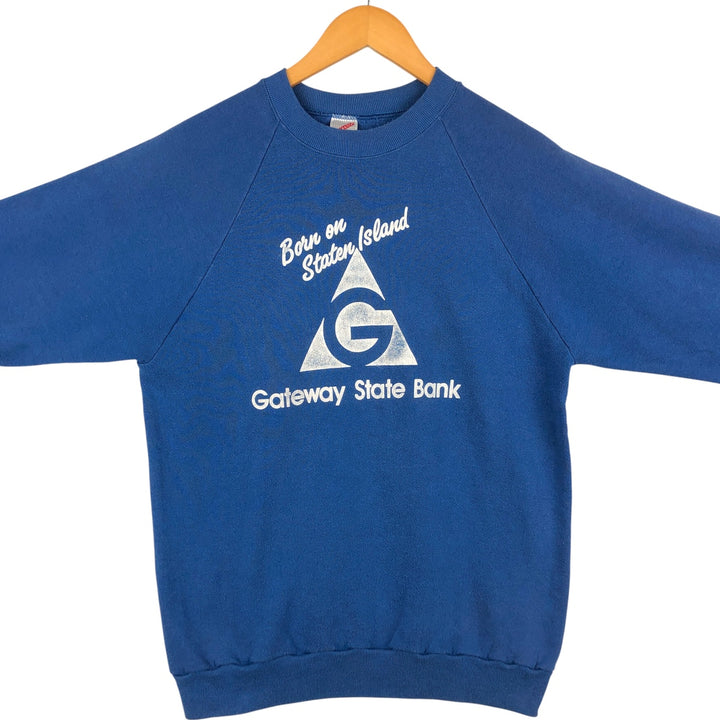 Vintage 80s-90'S Jerzees printed sweatshirt, sweatshirt, made in USA, men's XL size cotton blue type Vintage Second Hand