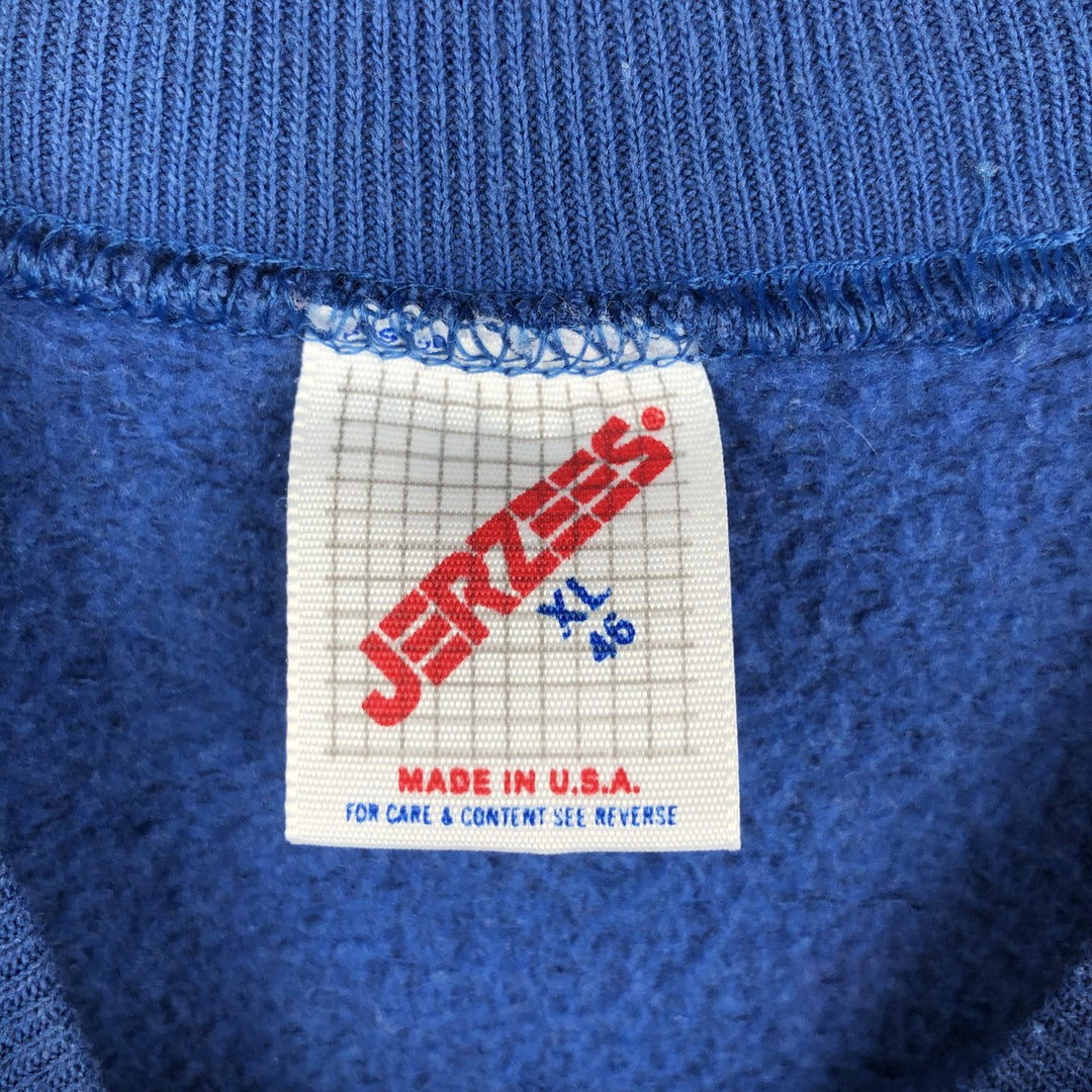 Vintage 80s-90'S Jerzees printed sweatshirt, sweatshirt, made in USA, men's XL size cotton blue type Vintage Second Hand