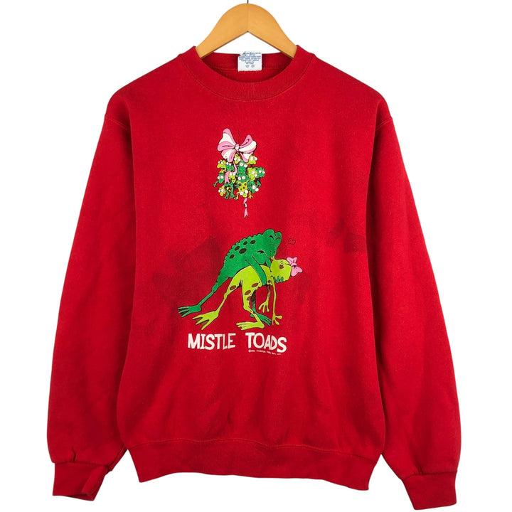 Vintage SANTEE frog pattern print sweatshirt, made in the USA, men's size M. cotton red type Vintage Second Hand
