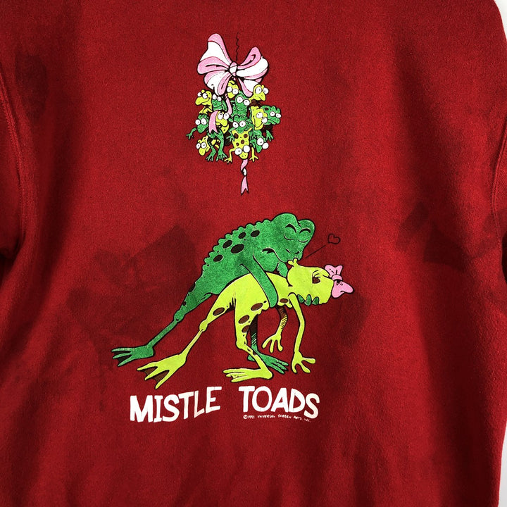 Vintage SANTEE frog pattern print sweatshirt, made in the USA, men's size M. cotton red type Vintage Second Hand