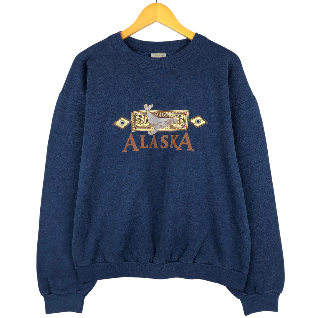 HEARTLAND Printed Sweatshirt, Made in USA, Men's XL cotton navy blue type Vintage Second Hand
