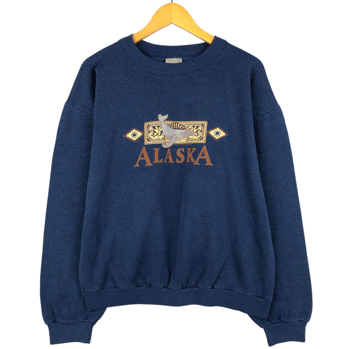 HEARTLAND Printed Sweatshirt, Made in USA, Men's XL cotton navy blue type Vintage Second Hand