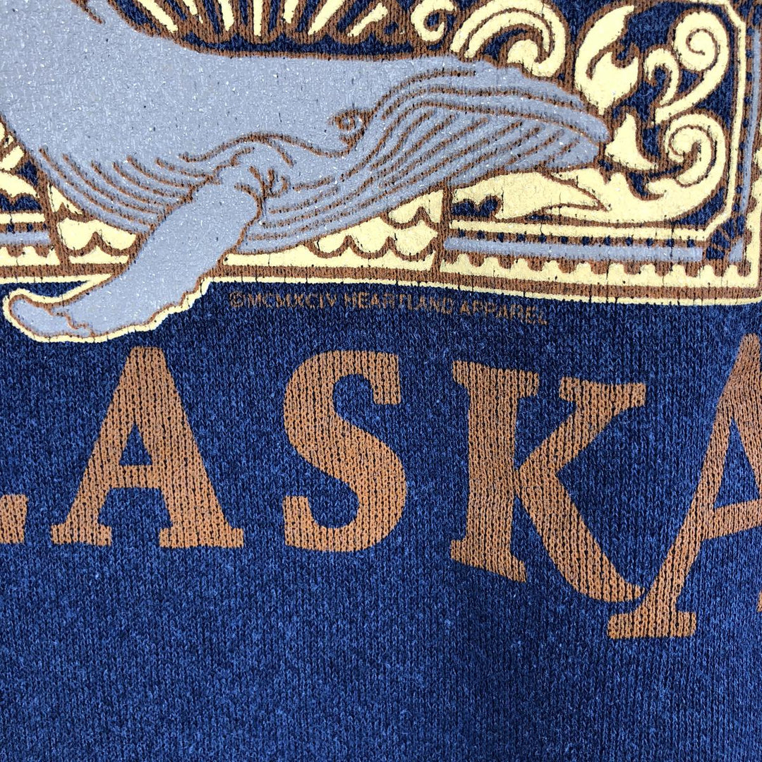 HEARTLAND Printed Sweatshirt, Made in USA, Men's XL cotton navy blue type Vintage Second Hand