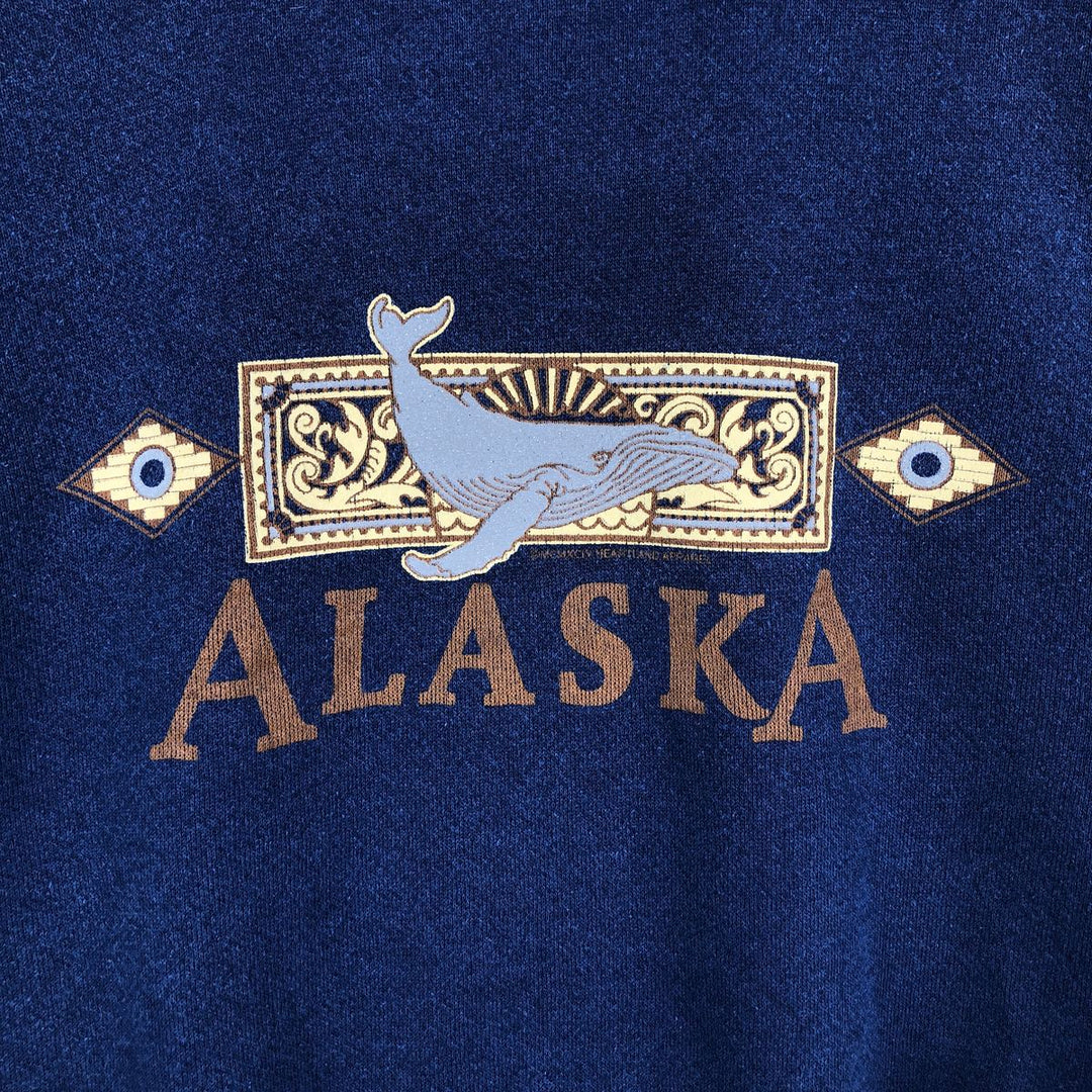 HEARTLAND Printed Sweatshirt, Made in USA, Men's XL cotton navy blue type Vintage Second Hand