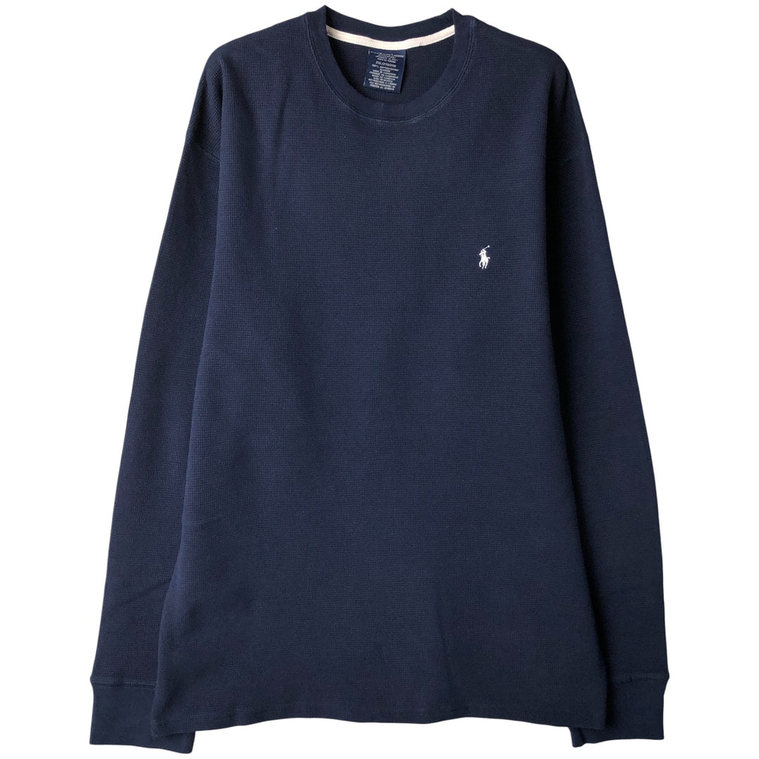 Ralph Lauren POLO RALPH LAUREN SLEEPWEAR Thermal Long T-shirt Waffle Men's XXL cotton navy blue type Vintage Second Hand