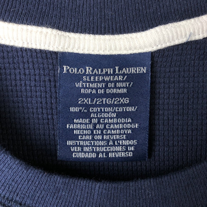 Ralph Lauren POLO RALPH LAUREN SLEEPWEAR Thermal Long T-shirt Waffle Men's XXL cotton navy blue type Vintage Second Hand