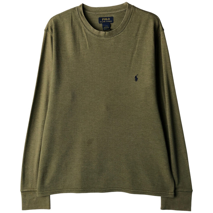 Ralph Lauren POLO RALPH LAUREN Thermal Ron T Waffle Men's L size cotton Khaki type Vintage Second Hand