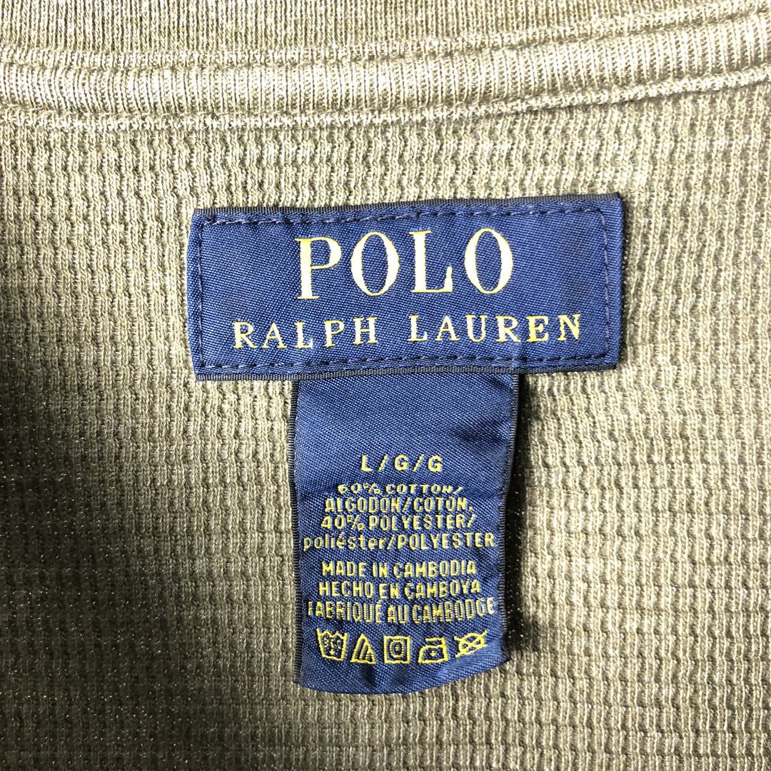 Ralph Lauren POLO RALPH LAUREN Thermal Ron T Waffle Men's L size cotton Khaki type Vintage Second Hand