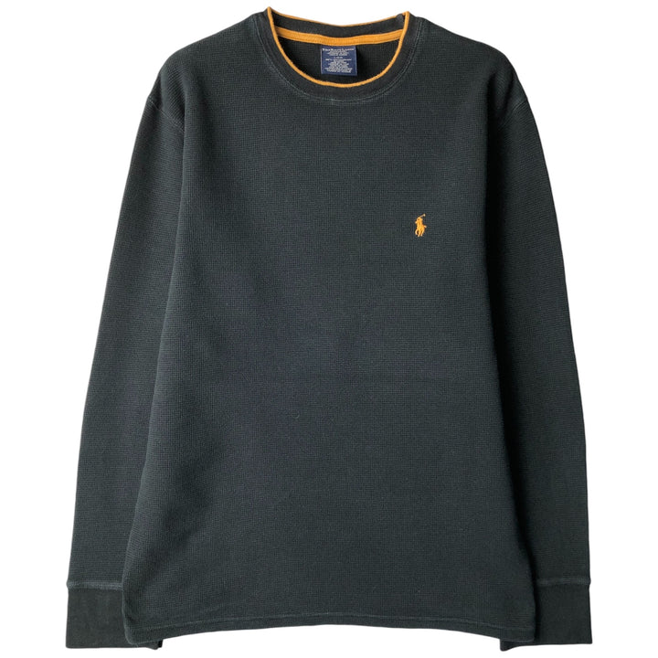 Ralph Lauren POLO RALPH LAUREN SLEEPWEAR Thermal Long T-shirt Waffle Men's L size cotton black type Vintage Second Hand