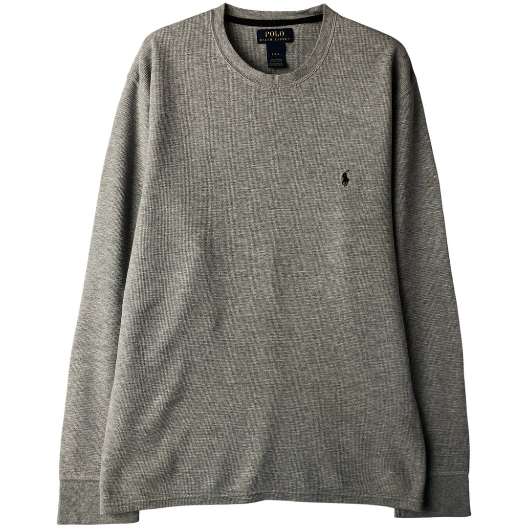 Ralph Lauren POLO RALPH LAUREN Thermal Ron T Waffle Men's L size cotton gray type Vintage Second Hand