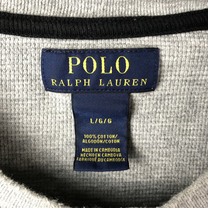 Ralph Lauren POLO RALPH LAUREN Thermal Ron T Waffle Men's L size cotton gray type Vintage Second Hand