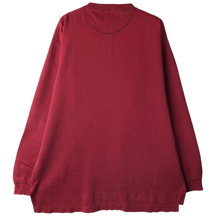 Ralph Lauren CHAPS Henley neck thermal long T-shirt, men's size L cotton wine-red Vintage Second Hand