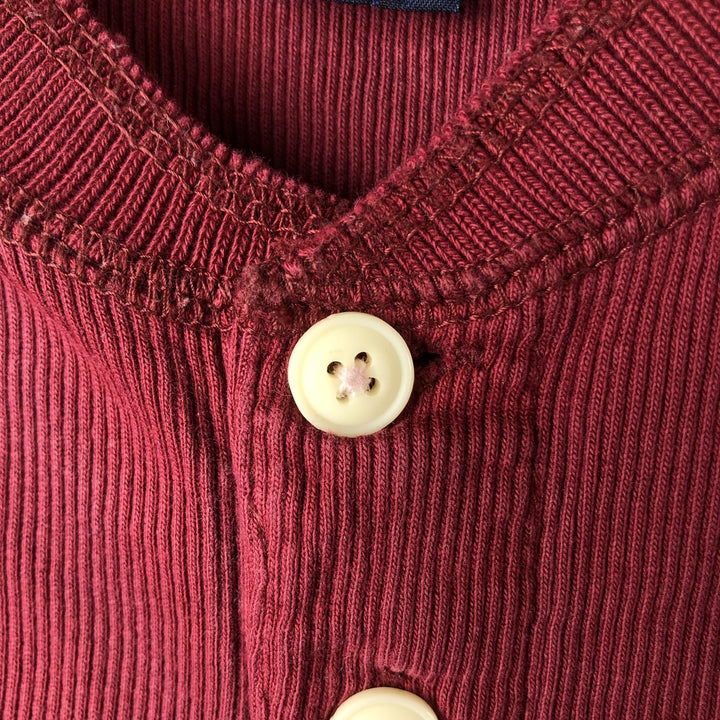 Ralph Lauren CHAPS Henley neck thermal long T-shirt, men's size L cotton wine-red Vintage Second Hand