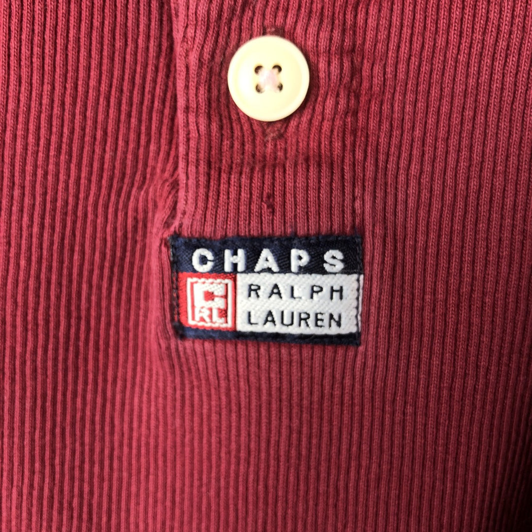 Ralph Lauren CHAPS Henley neck thermal long T-shirt, men's size L cotton wine-red Vintage Second Hand