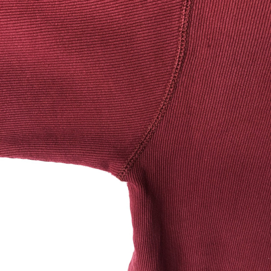 Ralph Lauren CHAPS Henley neck thermal long T-shirt, men's size L cotton wine-red Vintage Second Hand