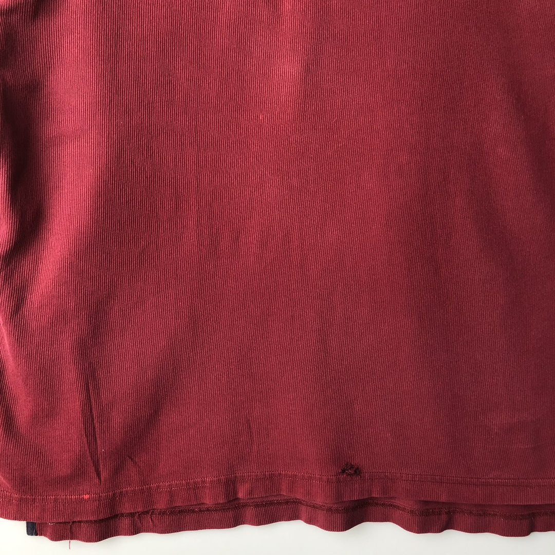 Ralph Lauren CHAPS Henley neck thermal long T-shirt, men's size L cotton wine-red Vintage Second Hand