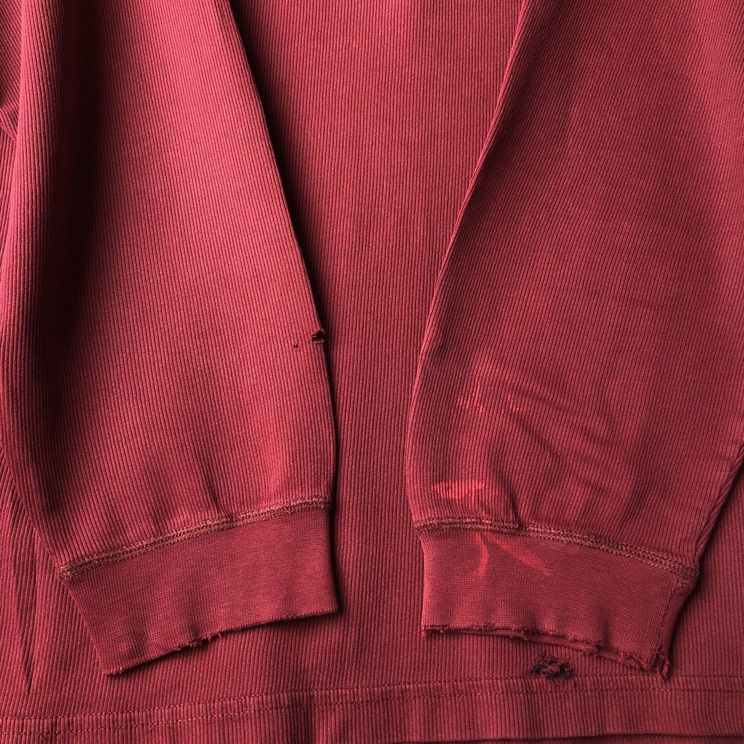 Ralph Lauren CHAPS Henley neck thermal long T-shirt, men's size L cotton wine-red Vintage Second Hand