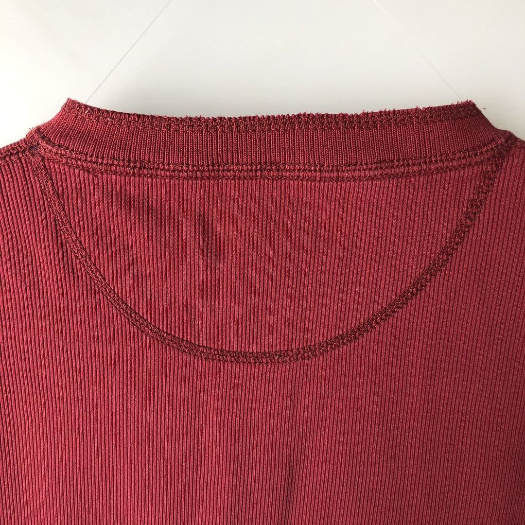 Ralph Lauren CHAPS Henley neck thermal long T-shirt, men's size L cotton wine-red Vintage Second Hand