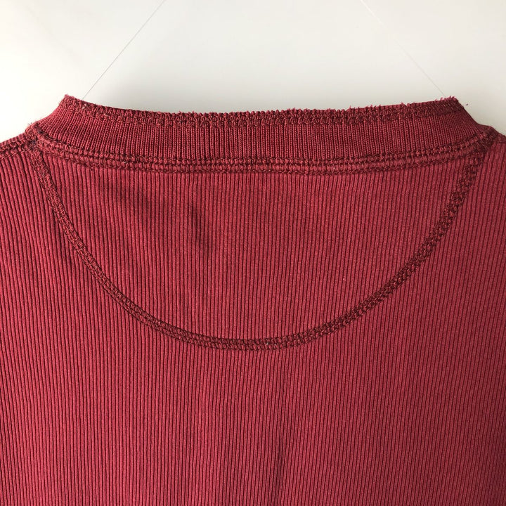 Ralph Lauren CHAPS Henley neck thermal long T-shirt, men's size L cotton wine-red Vintage Second Hand