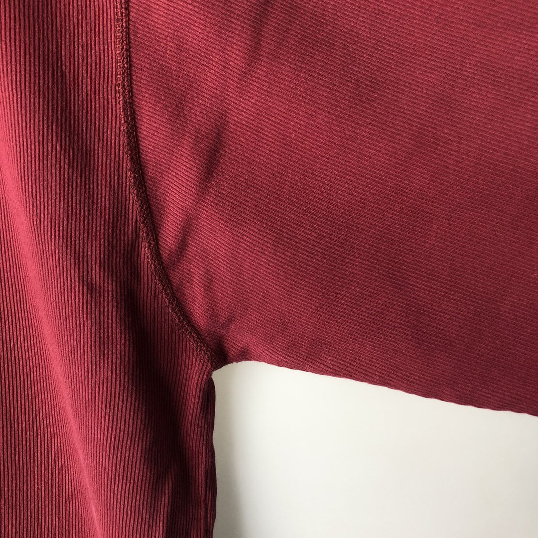Ralph Lauren CHAPS Henley neck thermal long T-shirt, men's size L cotton wine-red Vintage Second Hand