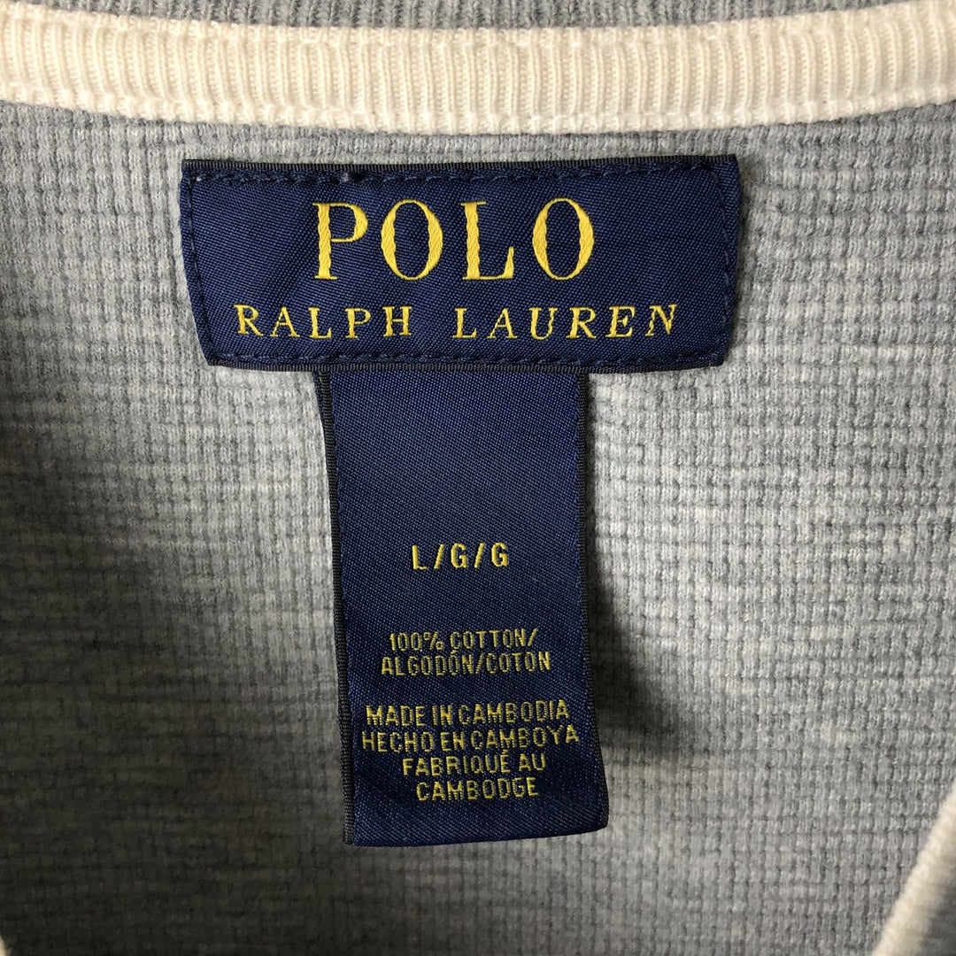 Ralph Lauren POLO RALPH LAUREN Thermal Ron T Waffle Men's L size cotton gray type Vintage Second Hand
